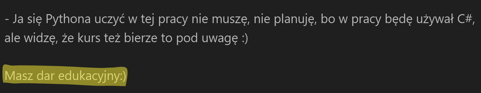 Opinia uczestnika 3 o kursie